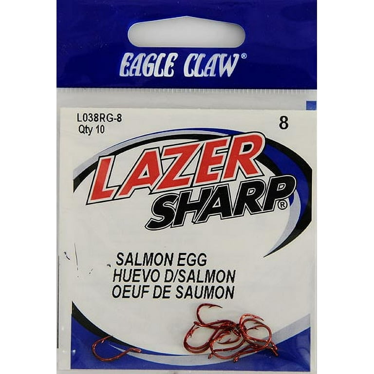 Lazer Sharp L038RGH-8 Salmon Egg up Eye 1-Slice Hook, Red, Size 8