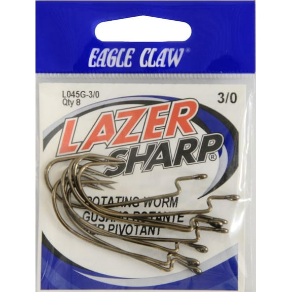 Lazer Sharp L045GH-3/0 Worm Rotating Hook, Bronze, Size 3/0