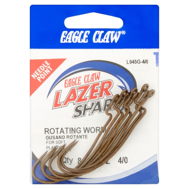 Eagle Claw Lazer Sharp Worm Z-Bend Rotating Hook Size 4/0 Bronze