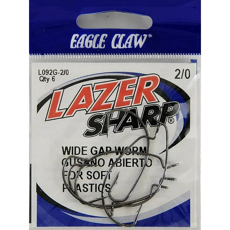 Lazer Sharp L092GH-2/0 Extra Wide Gap Worm Hook, Black, Size 2/0 