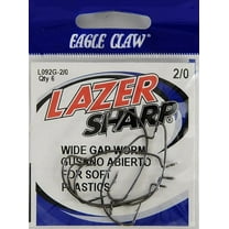 Lazer Sharp L092GH-2/0 Extra Wide Gap Worm Hook, Black, Size 2/0