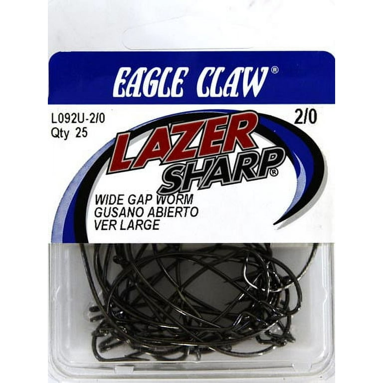Lazer Sharp L092UH-2/0 Worm Extra Wide Gap Hook, Black, Size 2/0, 25 Pack