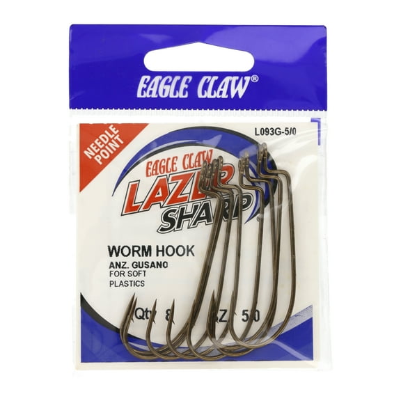 Lazer Sharp L093GH-5/0 Worm Sproat Hook, Bronze, Size 5/0, 8 Pack