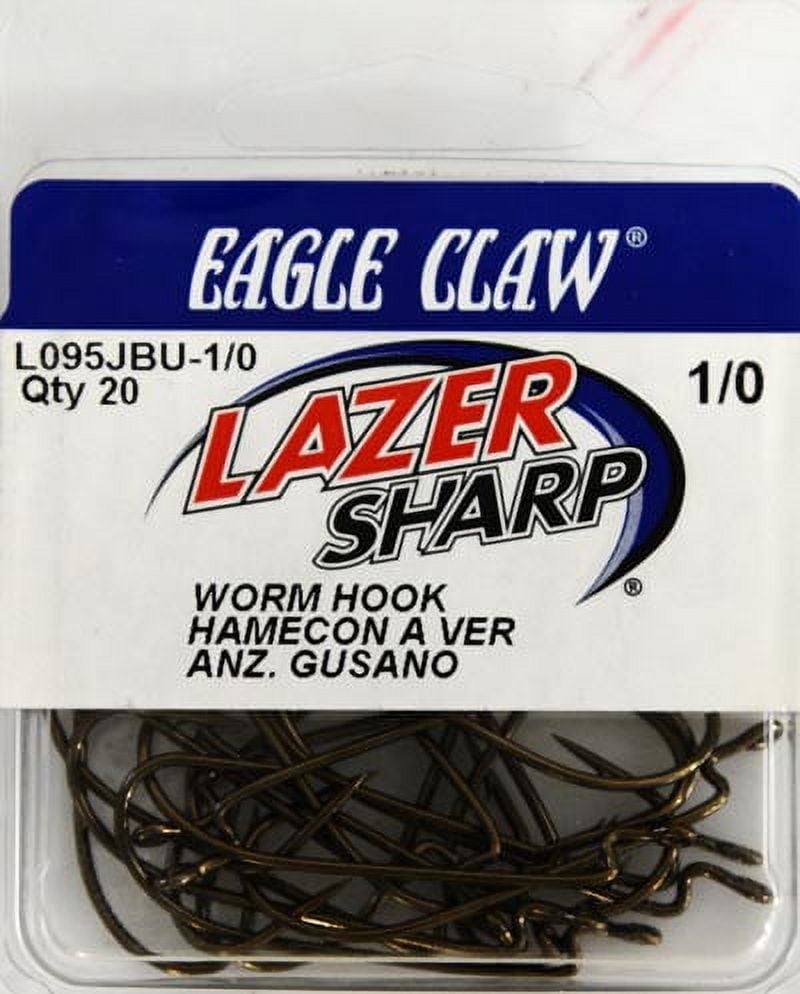 Lazer Sharp L095JBUH-1/0 Z-Bend Sproat Worm Hook, Bronze, Size 1/0, 20 Pack