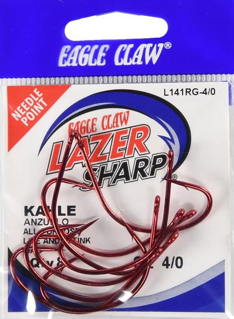 Lazer Sharp L141RGH-4/0 Kahle Offset Hook, Red, Size 4/0, 8 Pack