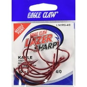 Lazer Sharp L141RGH-4/0 Kahle Offset Hook, Red, Size 4/0, 8 Pack