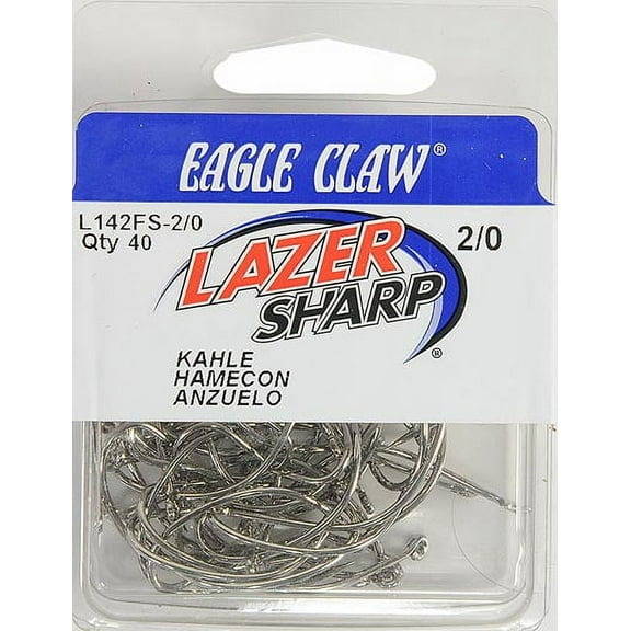 Lazer Sharp L142FSH-2/0 Kahle Offset Hook, Nickel, Size 2/0, 40 Pack