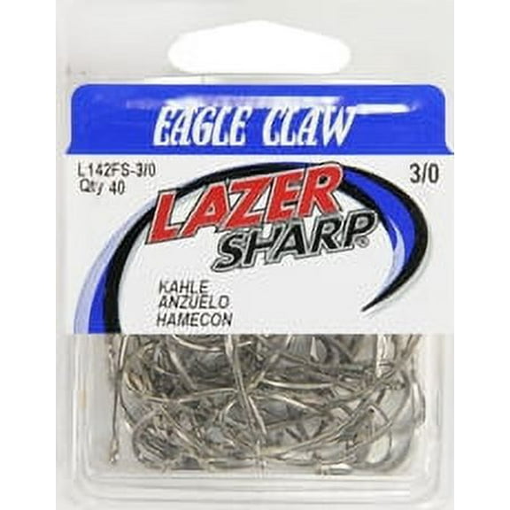 Lazer Sharp L142FSH-3/0 Kahle Offset Hook, Nickel, Size 3/0, 40 Pack