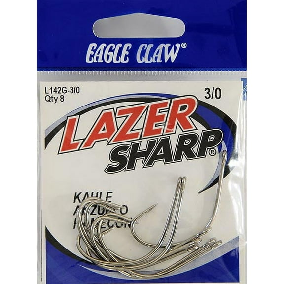 Lazer Sharp L142GH-3/0 Kahle Offset Hook, Nickel, Size 3/0, 8 Pack