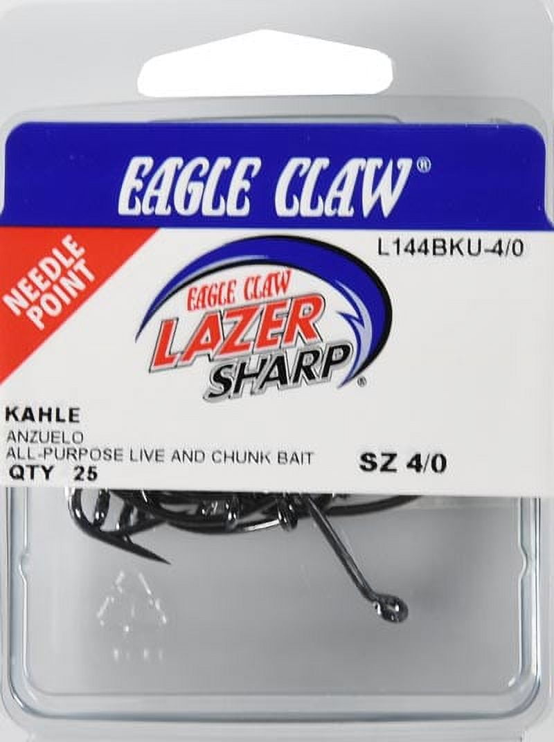Lazer Sharp L144BKUH-4/0 Kahle Hook, Black, Size 4/0, 25 Pack