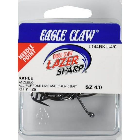 Lazer Sharp L144BKUH-4/0 Kahle Hook, Black, Size 4/0, 25 Pack