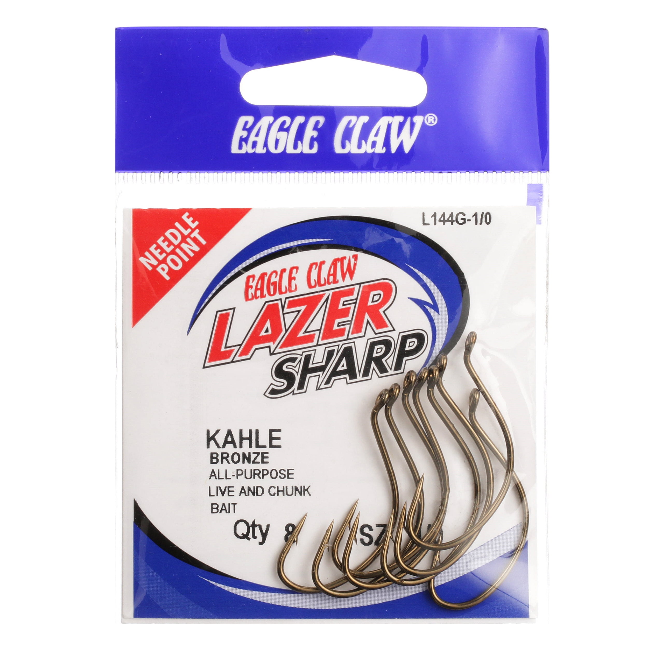 Lazer Sharp L144GH-1/0 Kahle Bronze Sz 1/0 Fishhooks 8pack