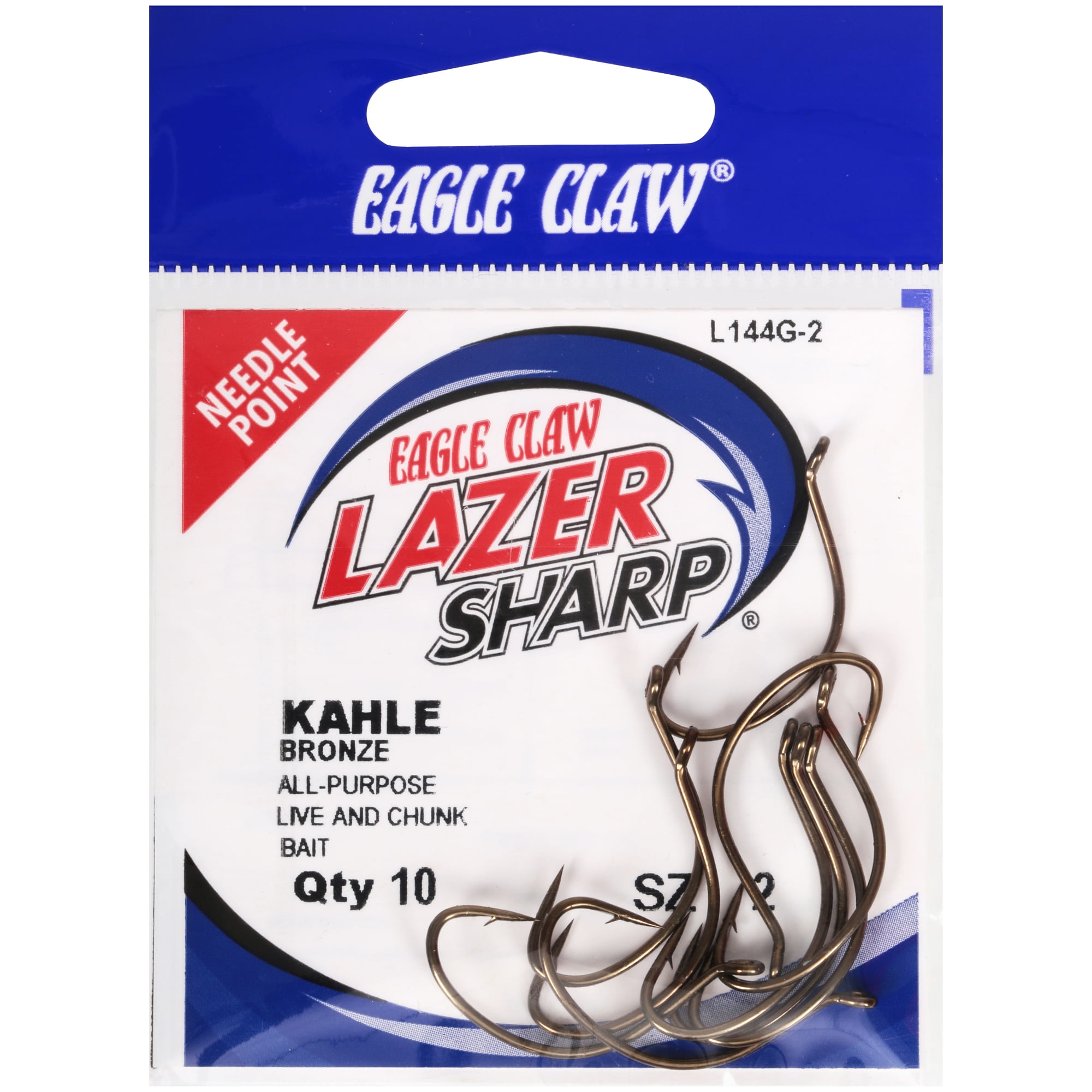 Eagle Claw Lazer Sharp L142F Kahle Offset Hooks - Size 2/0