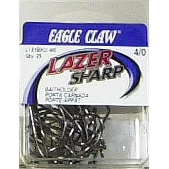 Lazer Sharp L181BKUH-4/0 Baitholder Down Eye Offset Hook, Black, Size 4/0
