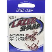 Lazer Sharp L181RGH-6 Baitholder Down Eye Offset Hook, Red, Size 6, 10 Pack