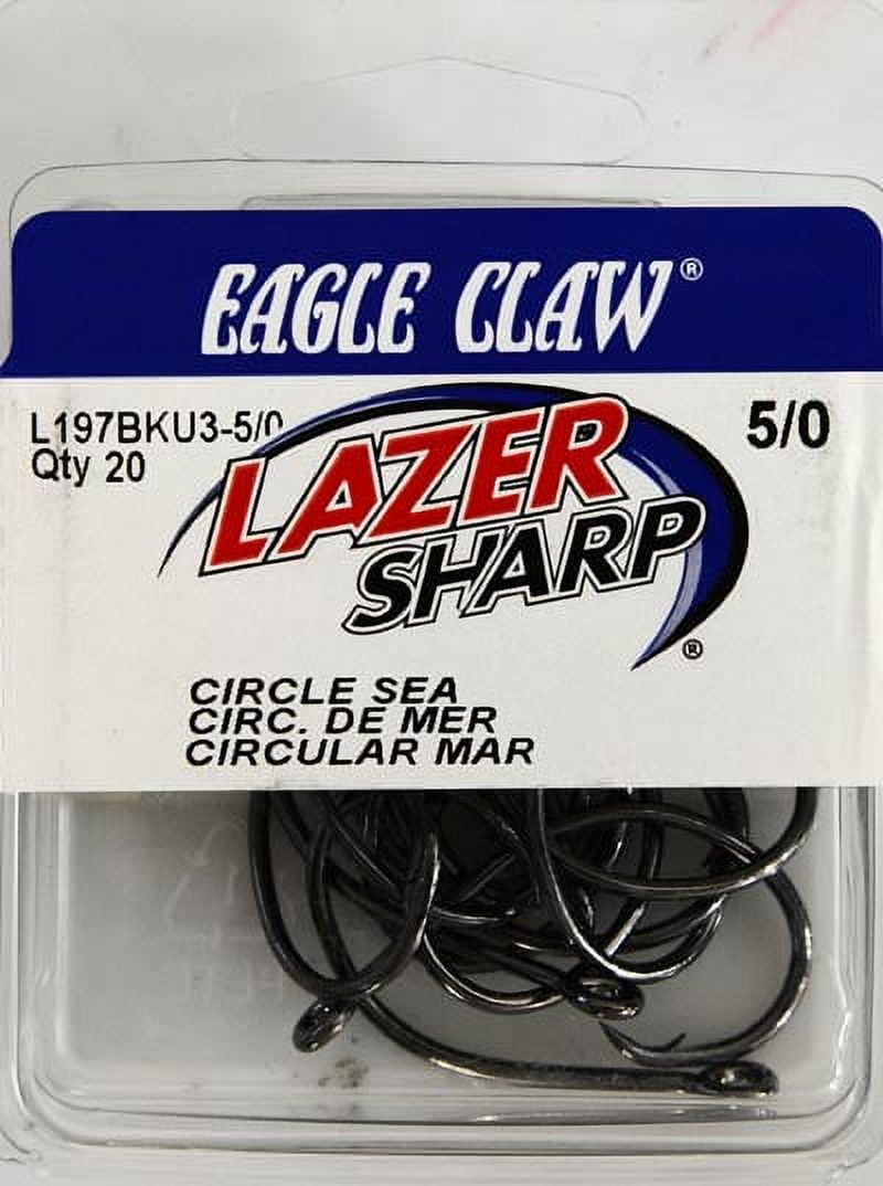 Lazer Sharp L197BKU3-5/0 Circle Offset Hook, Black, Size 5/0, 20 Pack