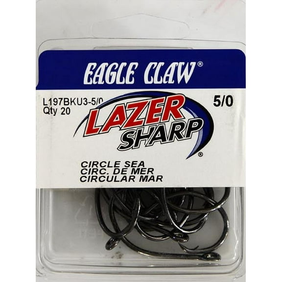 Lazer Sharp L197BKU3-5/0 Circle Offset Hook, Black, Size 5/0, 20 Pack