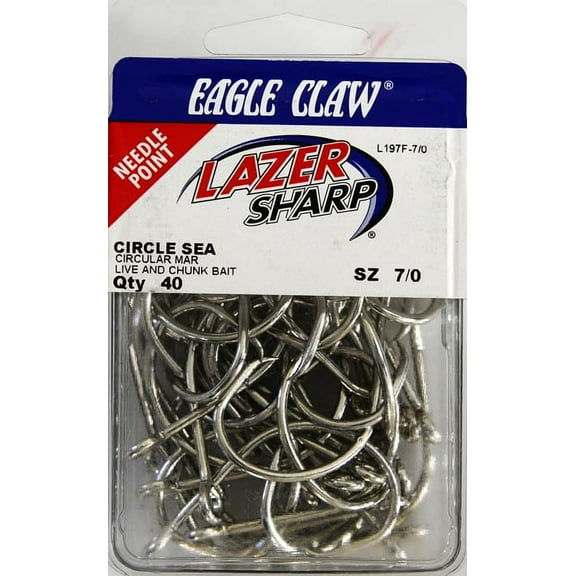Lazer Sharp L197F3-7/0 Circle Offset Hook, Sea Guard, Size 7/0, 40 Pack