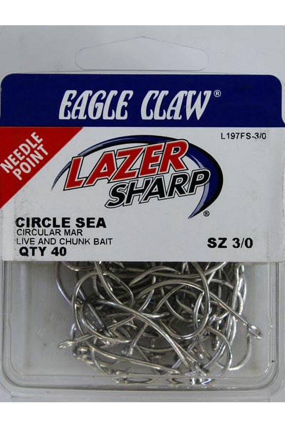 Lazer Sharp Circle Offset Hook, Sea Guard, Size 3/0, 40 Pack