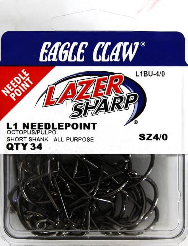 Lazer Sharp L1BUH-4/0 Octopus Hook, Black, Size 4/0, 34 Pack