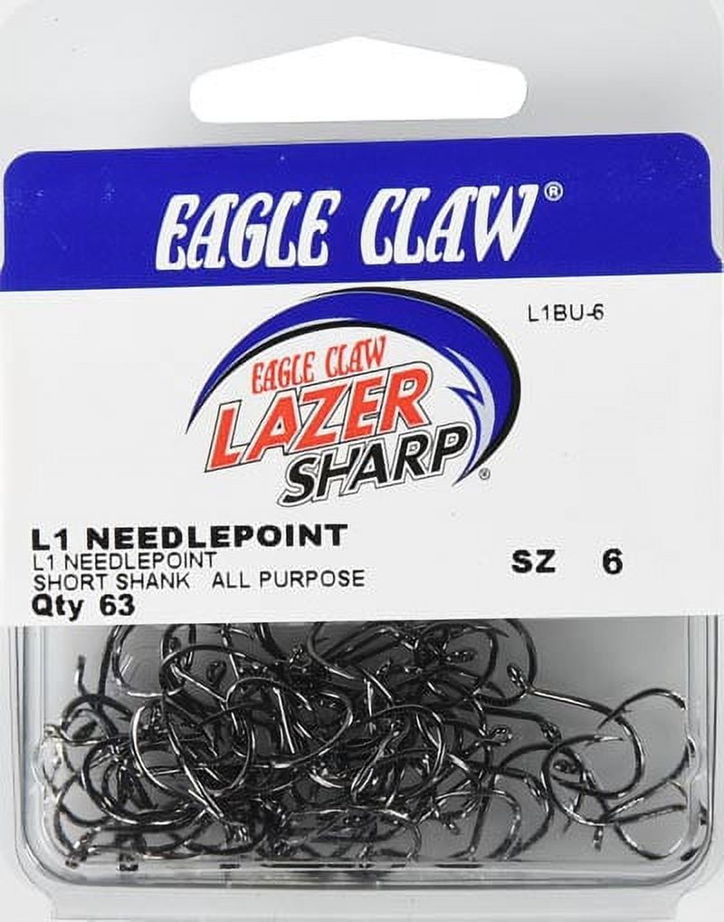 Lazer Sharp L1BUH-6 Needlepoint Short Shank Octopus Hook, Black, Size 6, 63 Pack