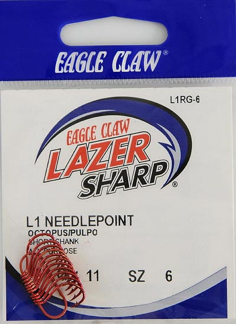 Lazer Sharp L1RGH-6 Octopus Short Shank Hook, Red, Size 6, 11 Pack