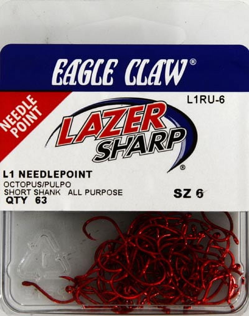 Lazer Sharp L1RUH-6 Octopus Short Shank Hook, Red