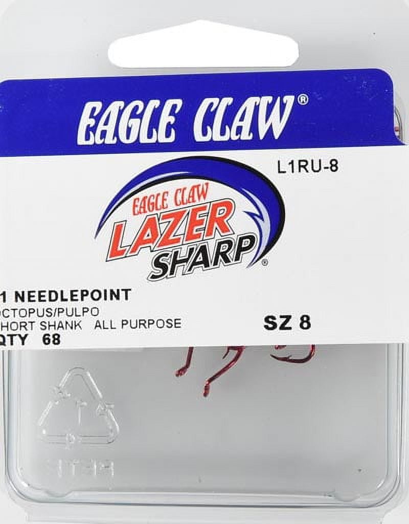 Lazer Sharp L1RUH-8 Needlepoint Short Shank Octopus Hook, Black, Size 8, 68 Pack