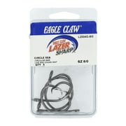 Eagle Claw Lazer Circle Mid-Wire Non-Offset Hook, Platinum Black, Size 8/0, 5-Pack