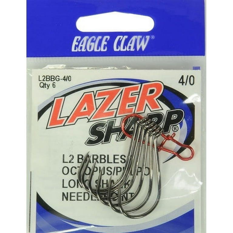 Lazer Sharp L2BBGH-4/0 Barbless Long Shank Octopus Hook, Black