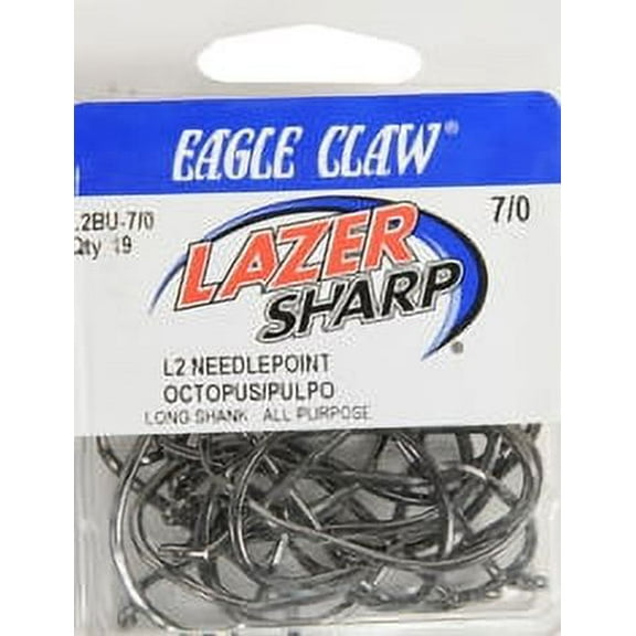 Lazer Sharp L2BUH-7/0 Octopus Hook, Black, Size 7/0, 19 Pack