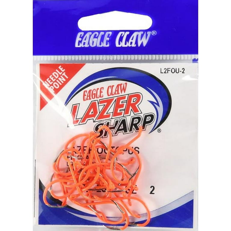 Lazer Sharp L2FOUH-2 Octopus Hook, Fluorescent Orange, Size 2, 25
