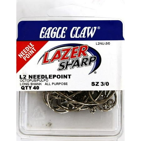 Lazer Sharp L2NUH-3/0 Octopus Long Shank Hook, Nickel
