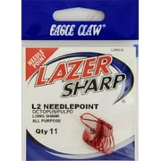 Lazer Sharp L2RGH-6 Octopus Long Shank Hook, Red, Size 6, 11 Pack