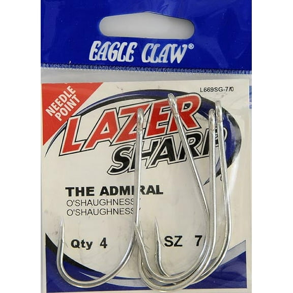 Lazer Sharp L669SGH-7/0 O'Shaughnessy Hook, Sea Guard, Size 7/0, 4 Pack