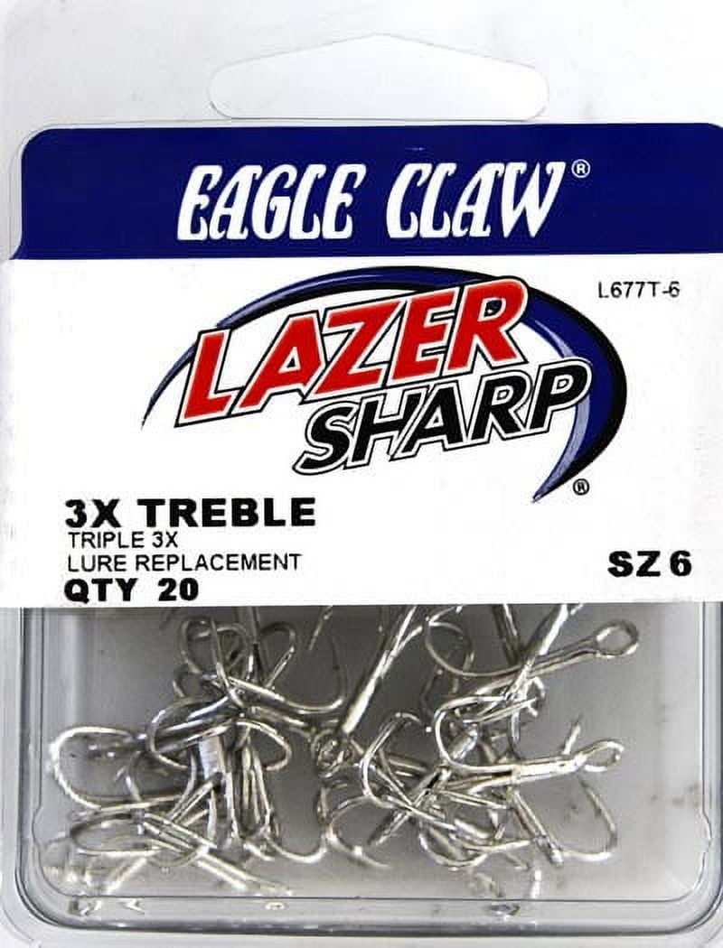 Lazer Sharp L677TH-6 3X Strong Treble Hook, Sea Guard, Size 6, 20 Pack