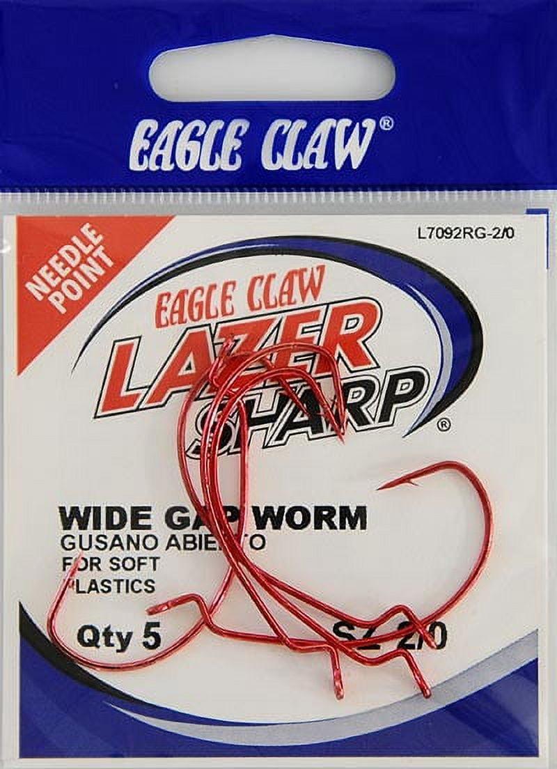 Lazer Sharp L7092RGH-2/0 Worm Extra Wide Gap Hook, Red, Size 2/0