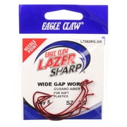 Lazer Sharp L7092RGH-3/0 Worm Extra Wide Gap Hook, Red, Size 3/0