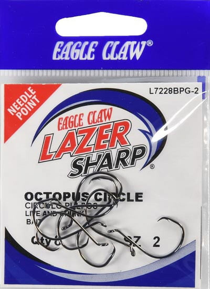 Eagle Claw Lazer Octopus Circle UE Non-Offset Fishing Hook - Platinum Black, Size 7/0