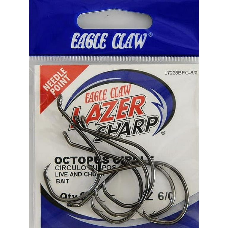 Lazer Sharp L7228BPGH6/0 Octopus Circle Hook, Black, Size 6/0, 6