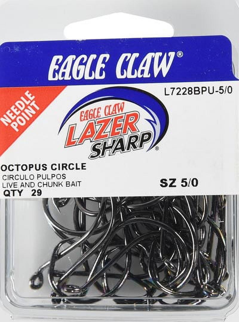 Lazer Sharp L7228BPUH5/0 Octopus Circle Hook, Black, Size 5/0, 29 Count