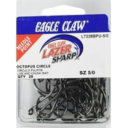 Lazer Sharp L7228BPUH5/0 Octopus Circle Hook, Black, Size 5/0, 29 Count