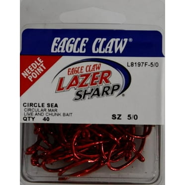 Lazer Sharp L8197F3-5/0 Circle Offset Hook, Sea Guard Red, Size 5/0, 40 Pack