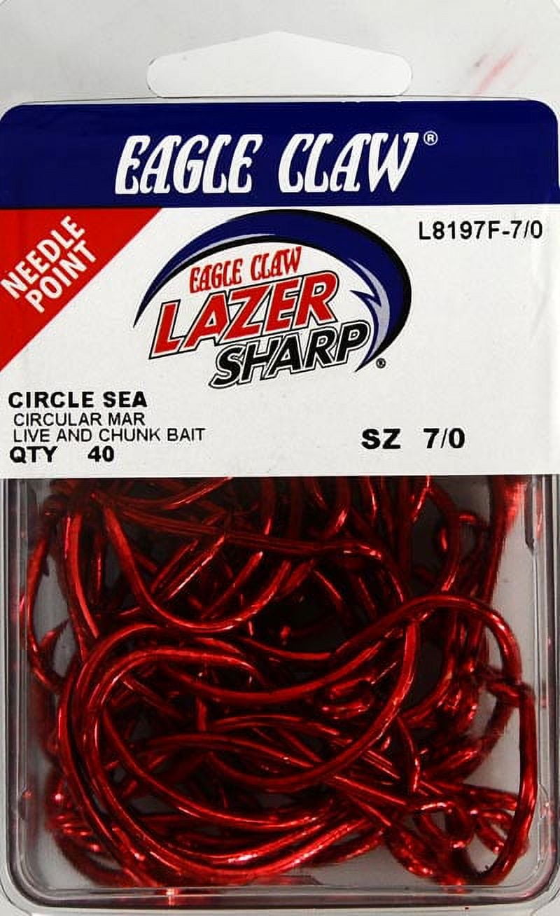 Lazer Sharp L8197F3-7/0 Circle Offset Hook, Sea Guard Red, Size 7/0, 40 Pack