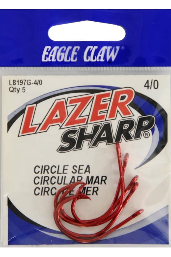 L8197GH-4/0 Circle Offset Hook, Sea Guard Red, Size 4/0