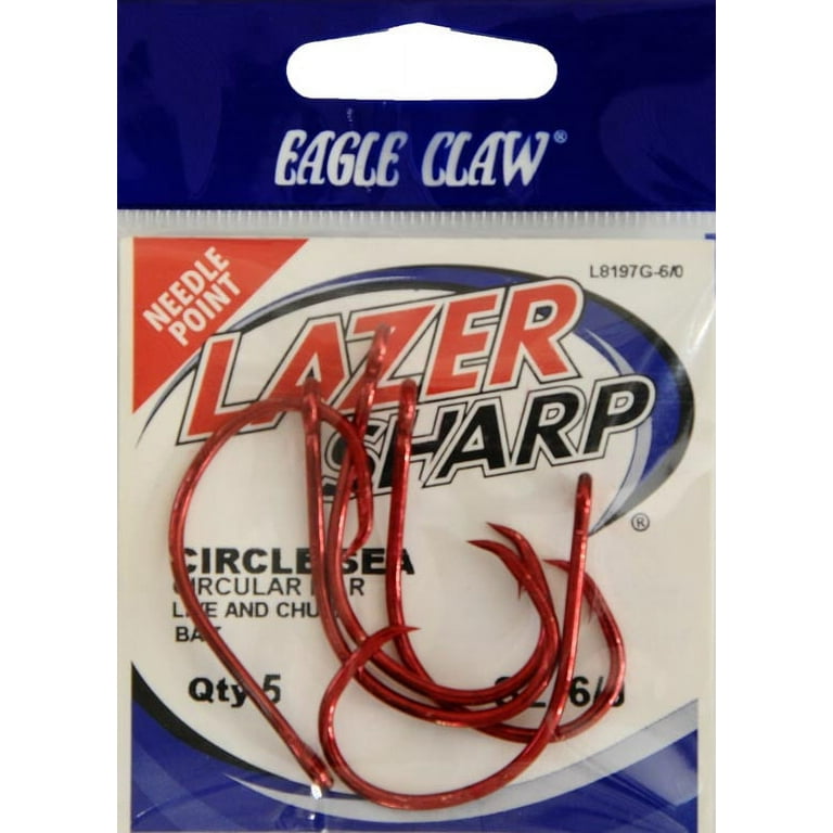 Lazer Sharp L8197GH-6/0 Circle Offset Hook, Sea Guard Red, Size 6/0, 5 Pack