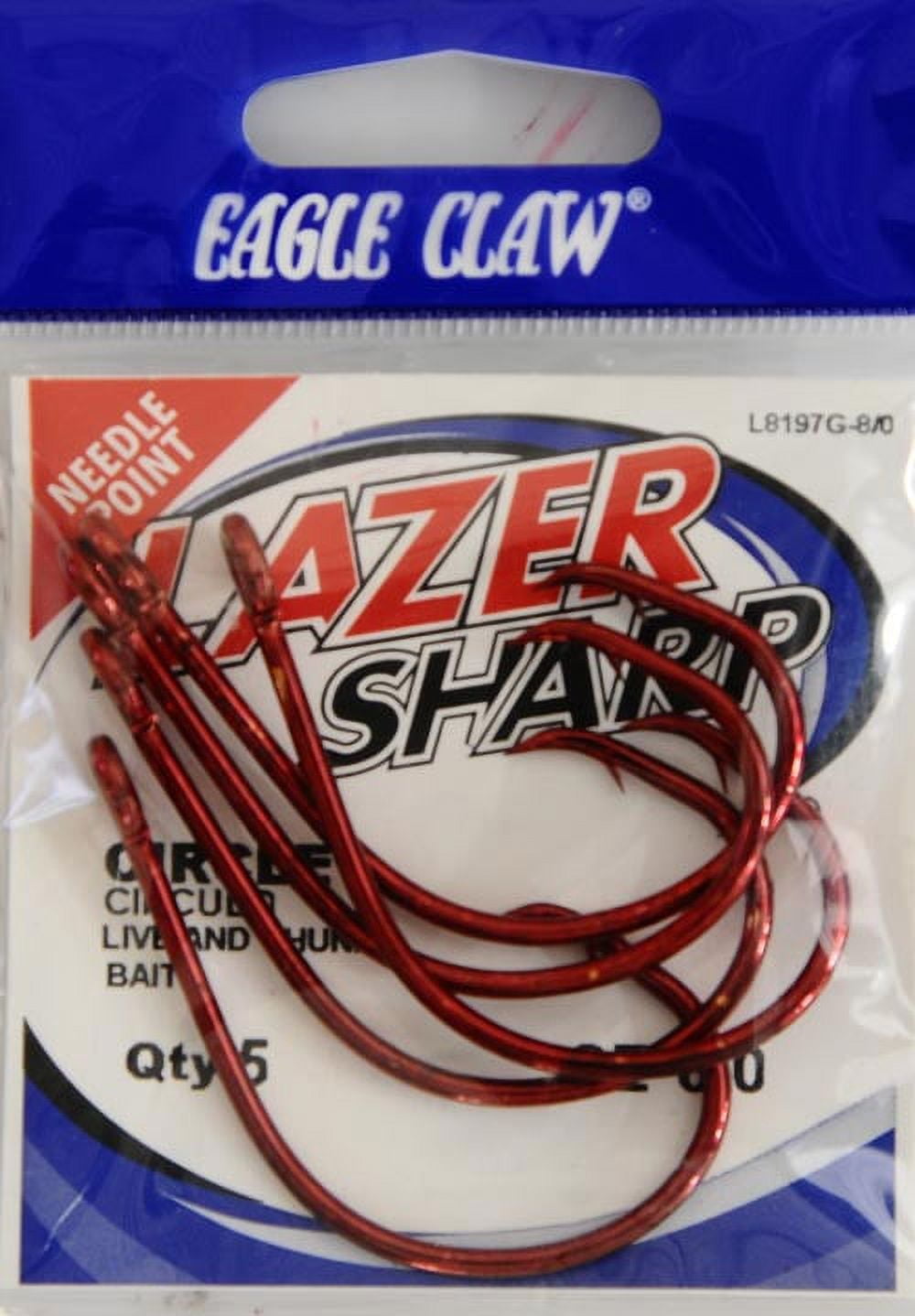 Lazer Sharp L8197GH-8/0 Circle Offset Hook, Sea Guard Red, Size 8/0, 5 Pack