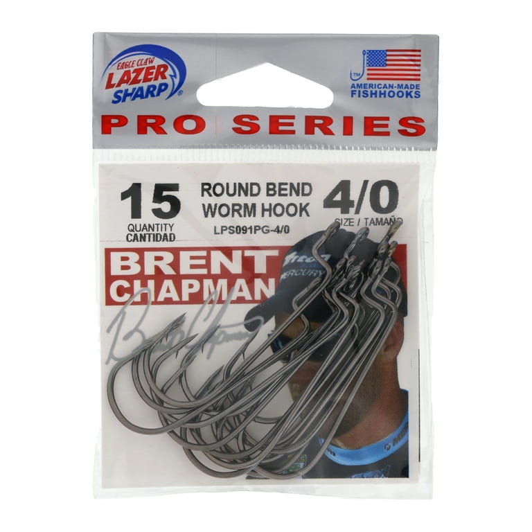 Lazer Sharp Lps091pg-4/0 Round Worm Hook Size 4/0 Fish Hooks 15 Pack