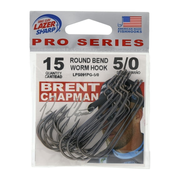 Lazer Sharp LPS091PG-5/0 Brent Chapman Round Bend Worm Hook 15 Pack