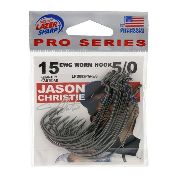 Lazer Sharp LPS092PG-5/0 Skeet Reese Light Wire EWG Worm Hook, Size 5/0, 15 Pack